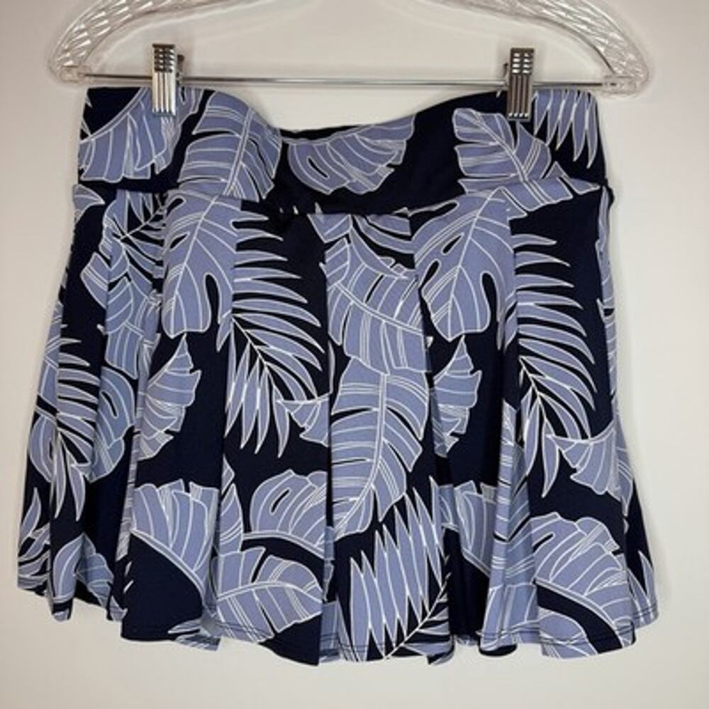 Tommy Bahama Women’s Pleated Skort Size Large Blue Leaf Print Pickleball Tennis
